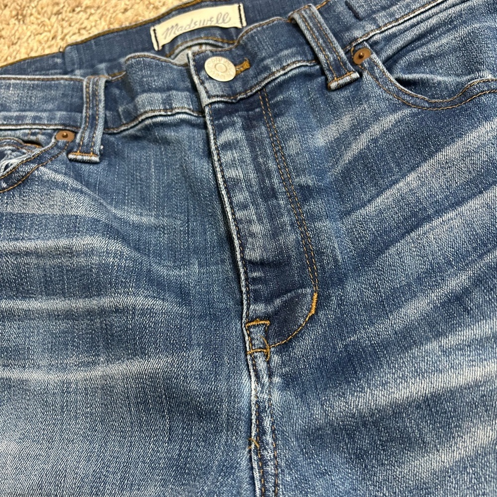 Madewell Distressed Medium Blue High Riser Skinny Jeans Cotton Size 28 Preppy - Picture 5 of 11